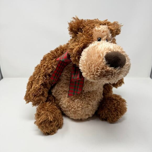 Gund Harley Slouchy Teddy Bear 16" Plush 46129 Plaid Red Green Neck Bow Toy Soft - Picture 9 of 12